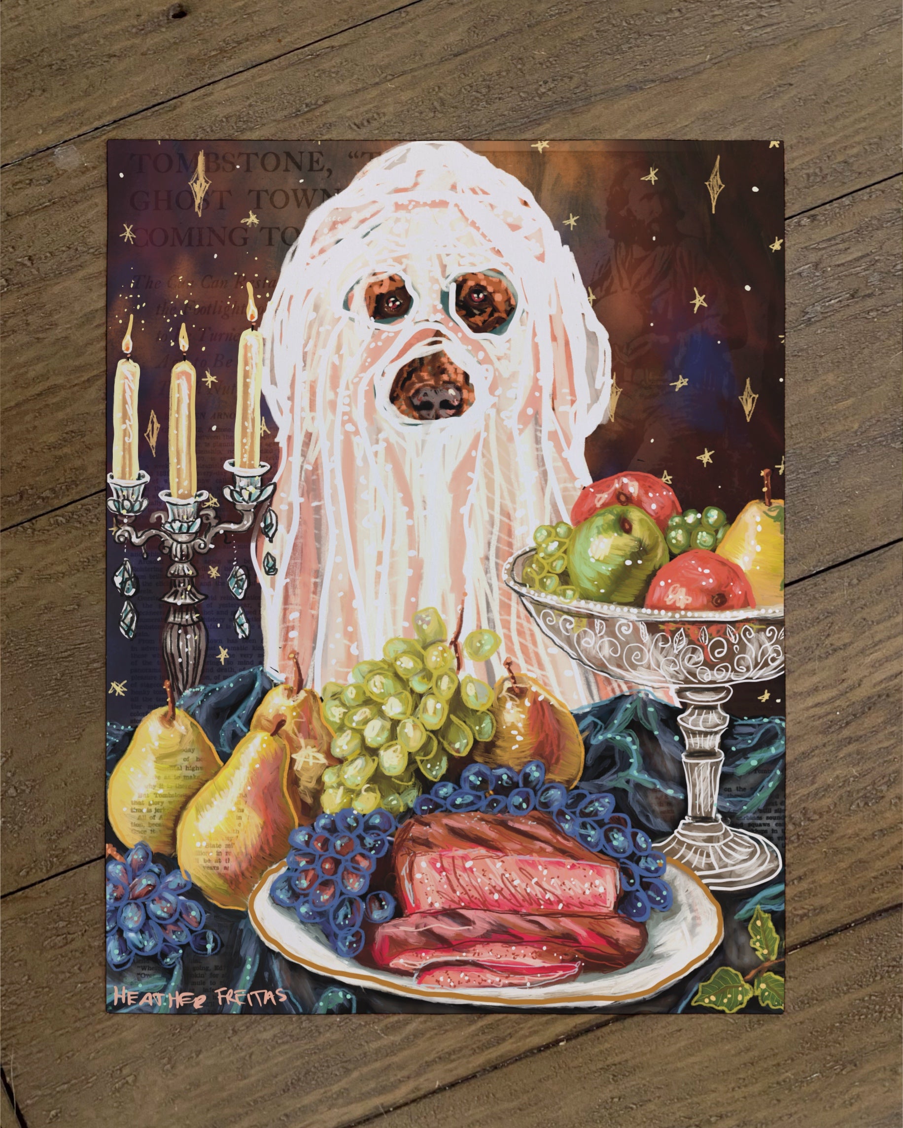 Standard Poodle - Build Your Own Dining Dog Paper Print