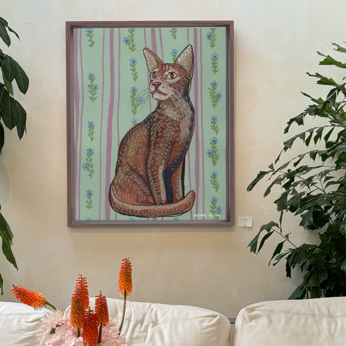 Abyssinian Cat Framed Fine Art Canvas Print