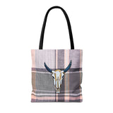 Plaid Cow Skull Tote Bag