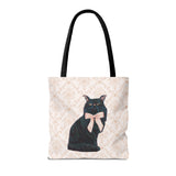 Black Cat With Bow Tote Bag