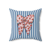 Pink Ribbon Velveteen Throw Pillow