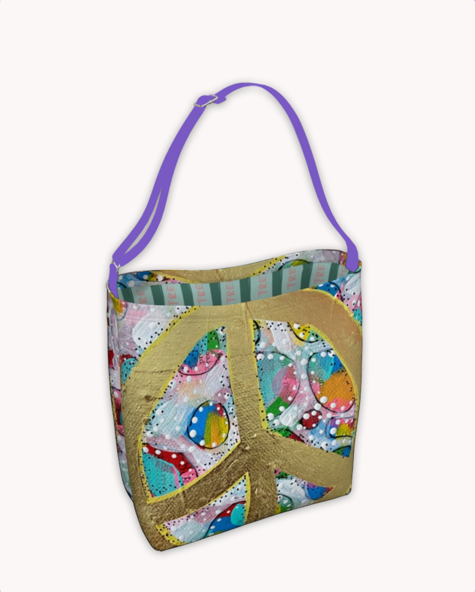 Gold Glam Peace Sign Tote