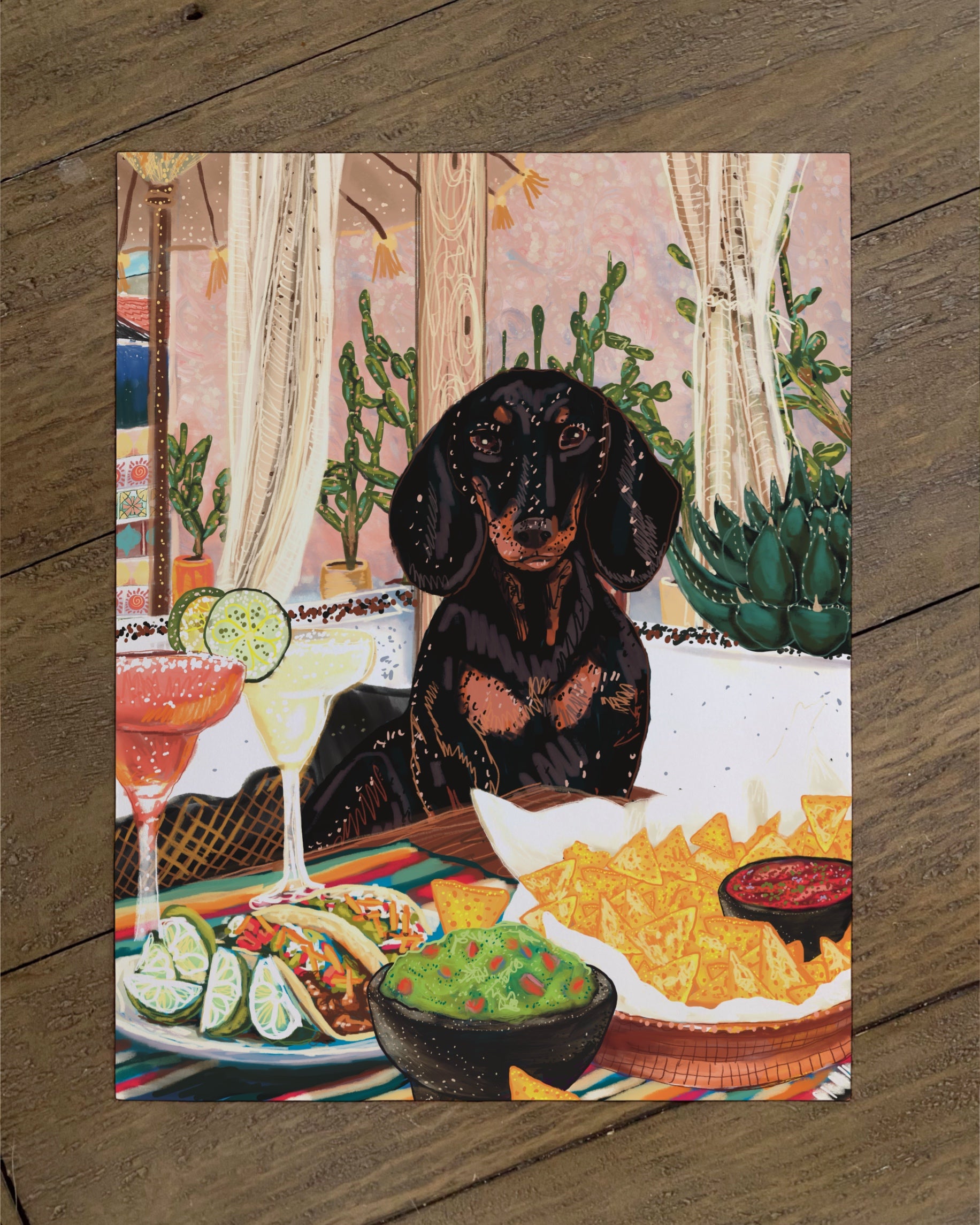Build Your Own Dining Dog Art Print - Dachshund