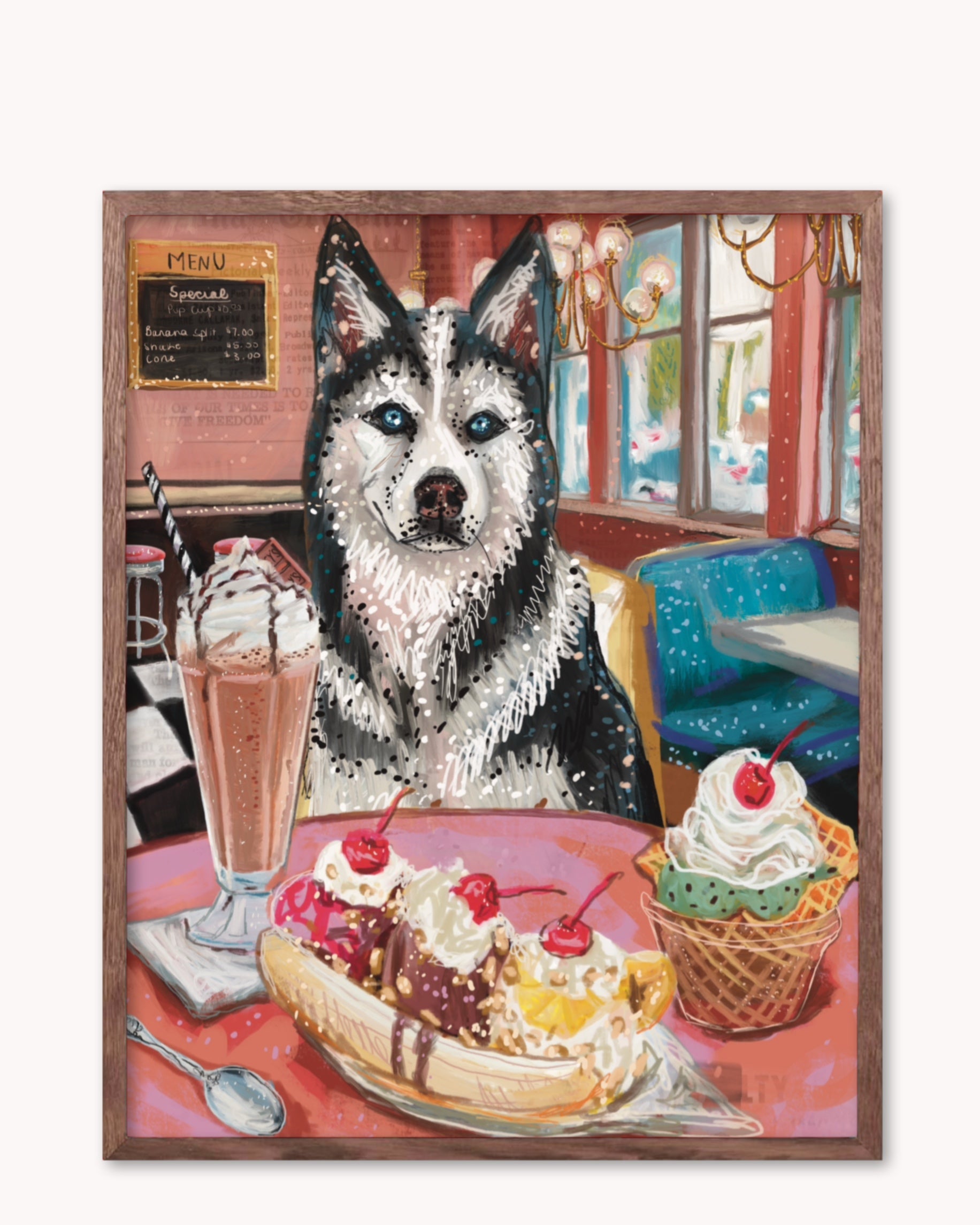 Husky - Build Your Own Dining Dog Paper Print