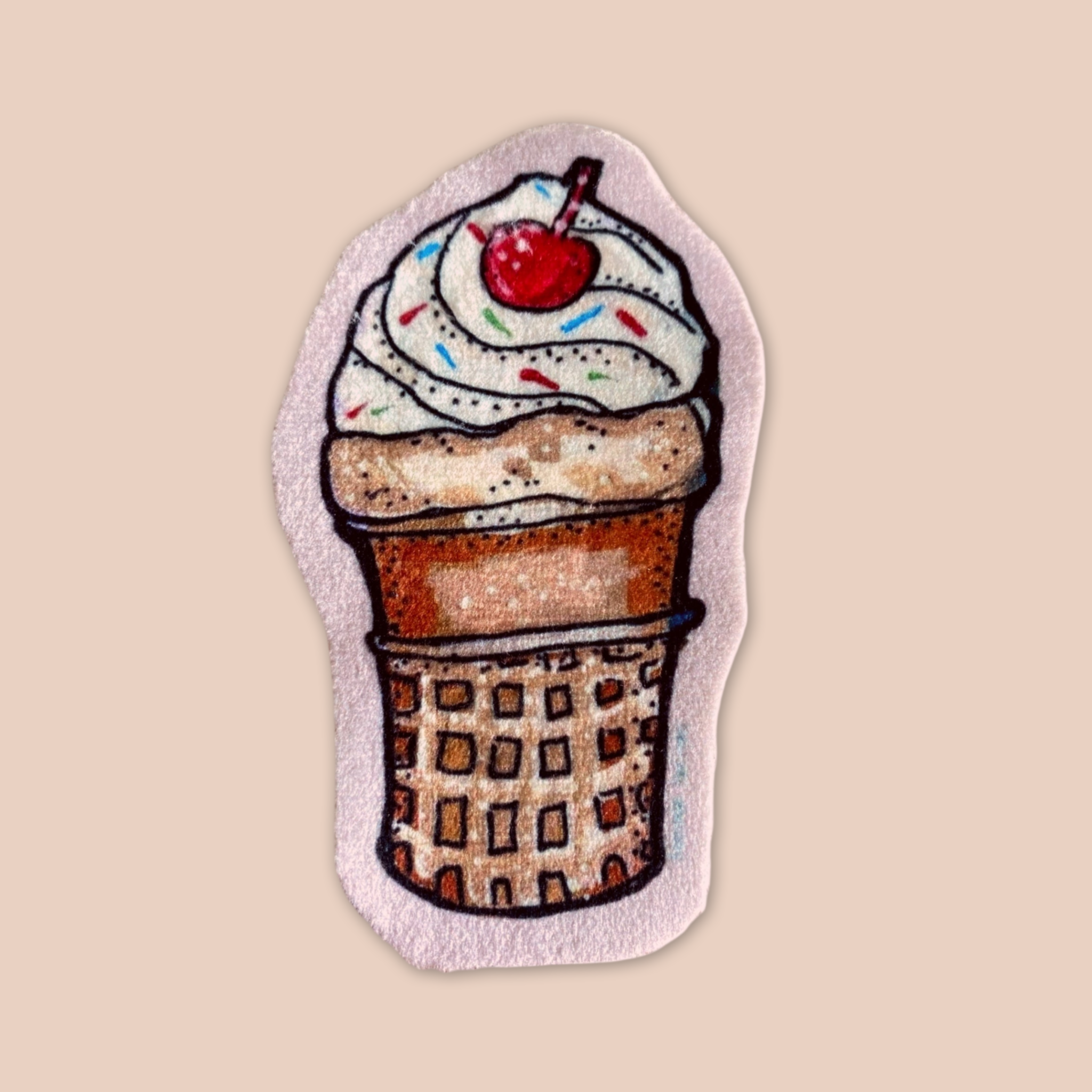 Vanilla Ice Cream Cone - Sew On Velveteen Patch