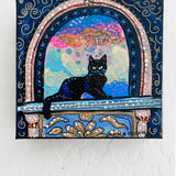 Royal Black Cat In Archway( Original Painting )