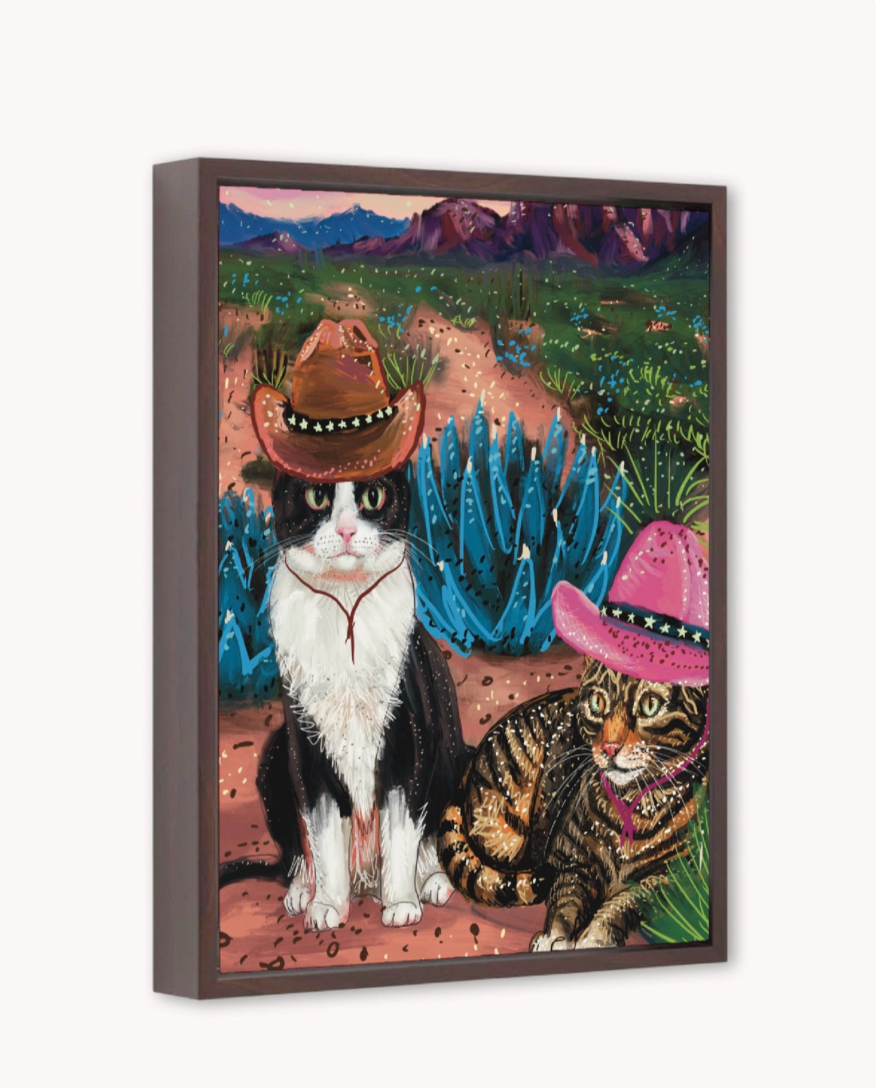 Cowboy Cats Framed Canvas Print
