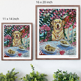 Yellow Lab Dining Hand Signed Fine Art Print