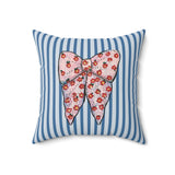 Pink Ribbon Velveteen Throw Pillow