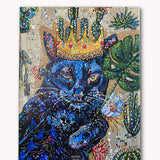 King Cat Hand Embellished Canvas Print ( 1 Left )