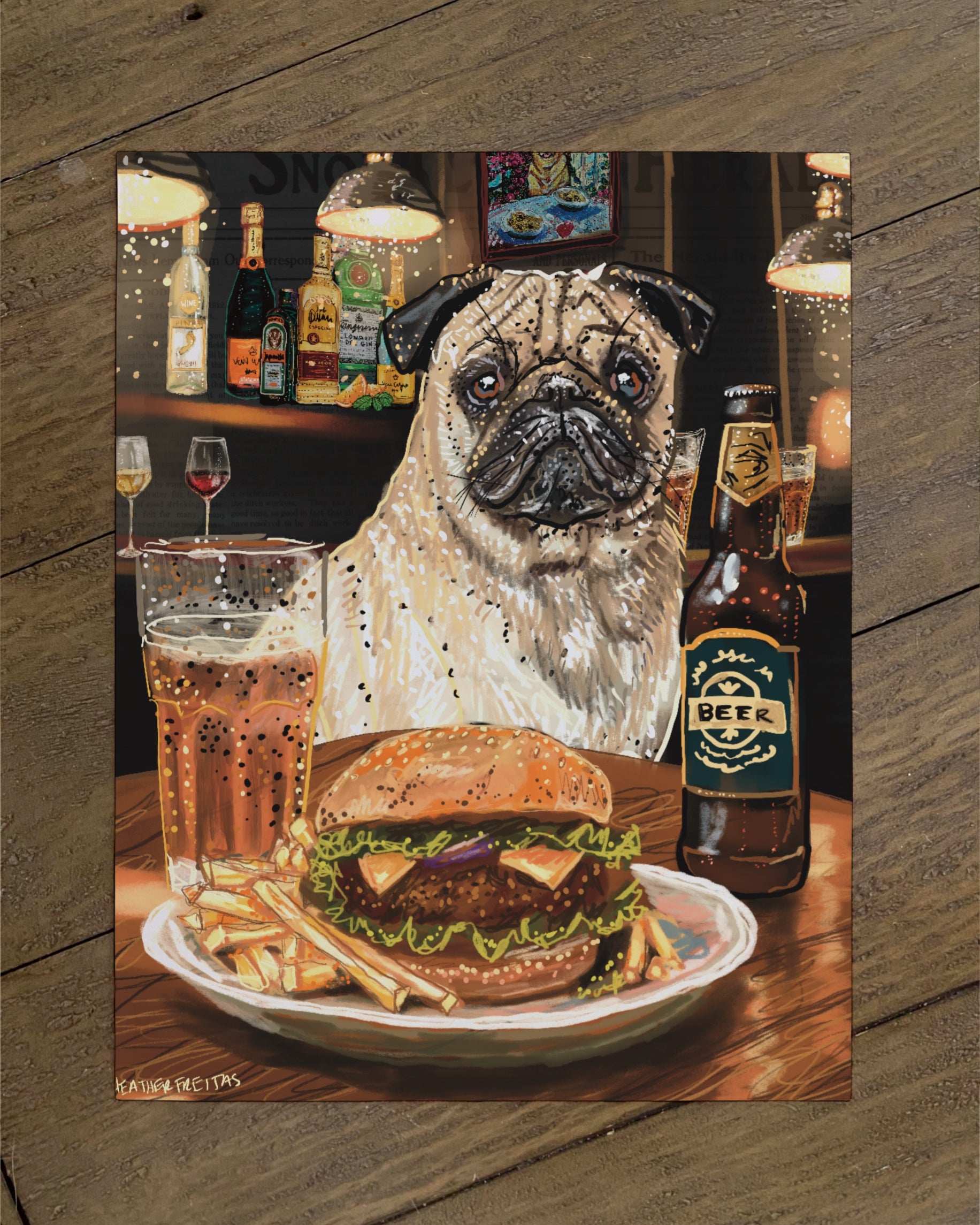 Pug - Build Your Own Ding Dog Paper Print
