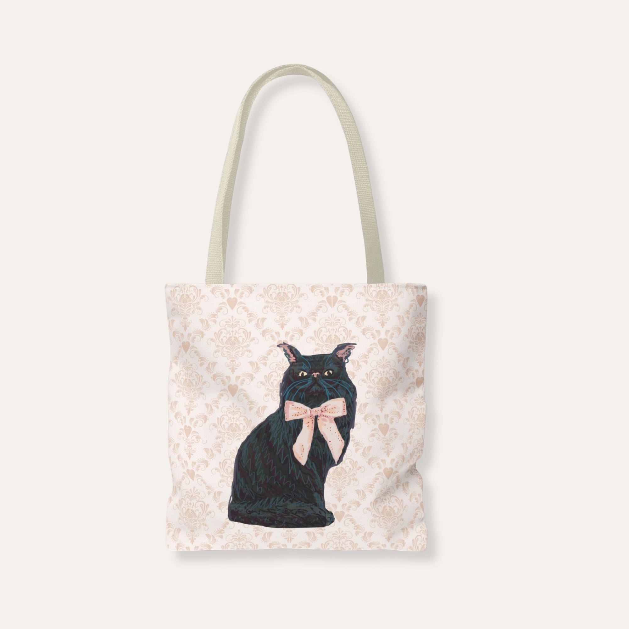 Black Cat With Bow Tote Bag