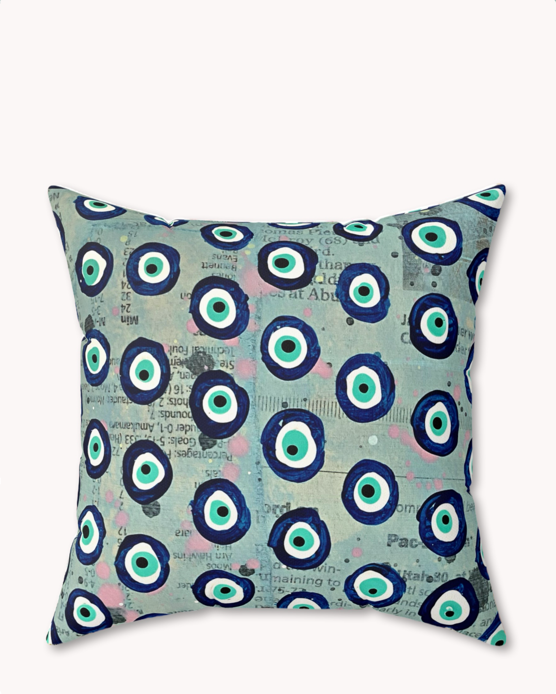 Evil Eye Blues Decorative Faux Suede Throw Pillow