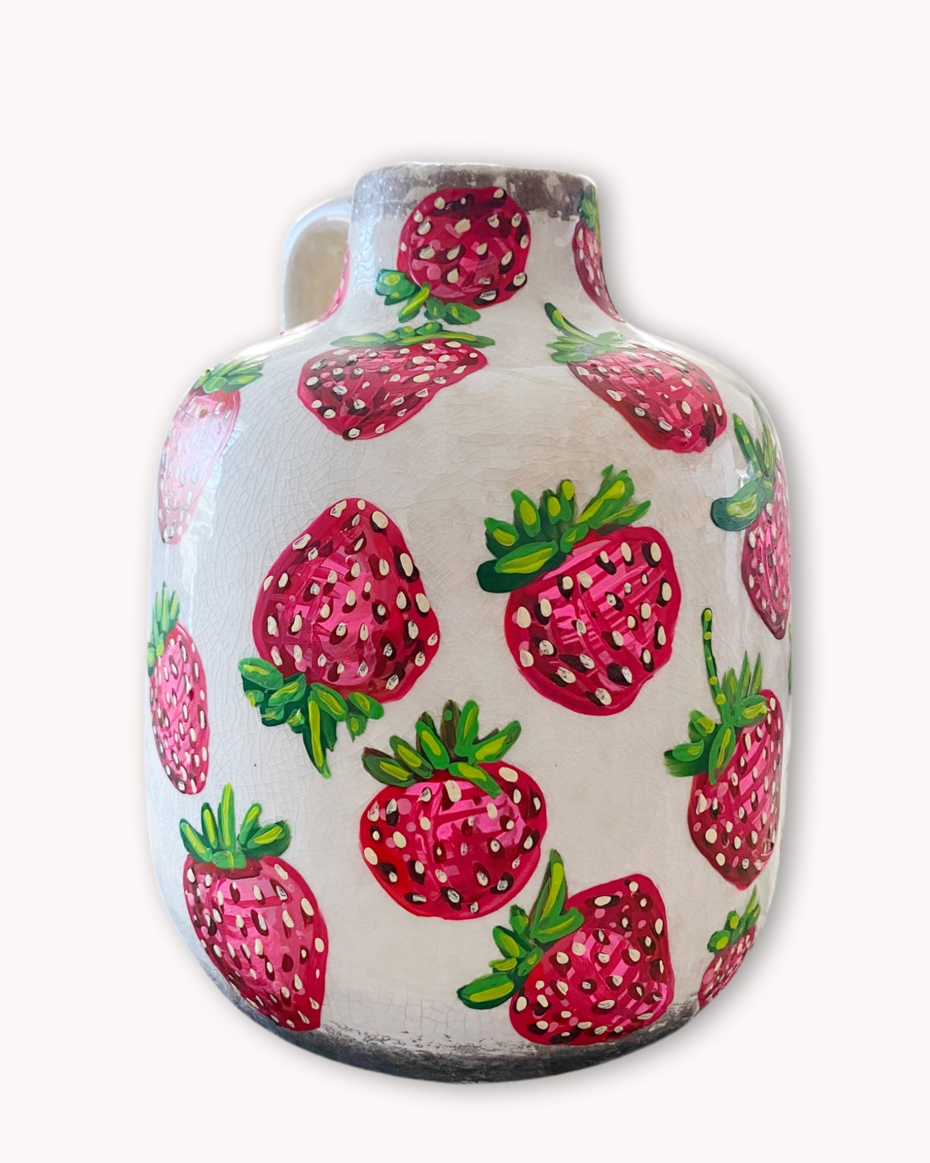 Strawberry Fields Hand Painted Dry Vase
