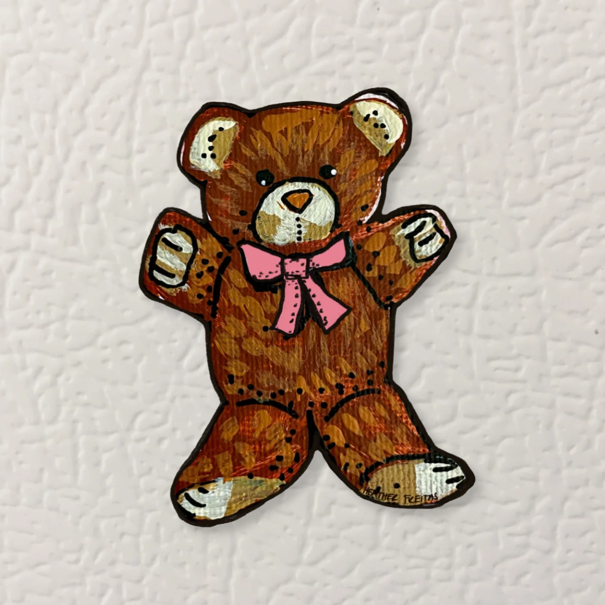 Teddy Bear With Pink Bow Magnet ( Die-Cut )