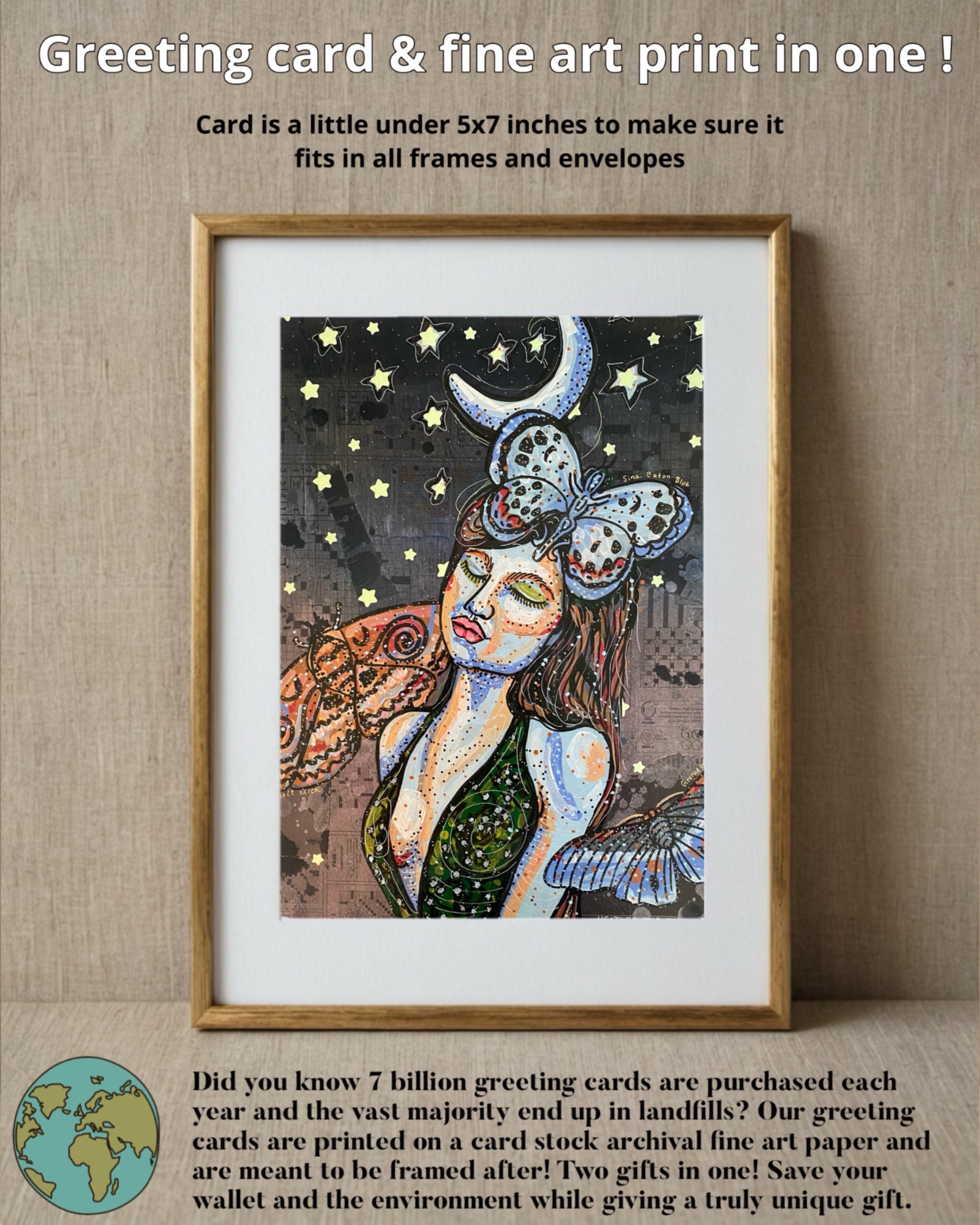 Moon Tides & Moth Flies - Greeting Card / Fine Art Print