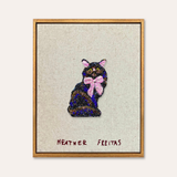 Black Cat With Bow Beaded Wall Art