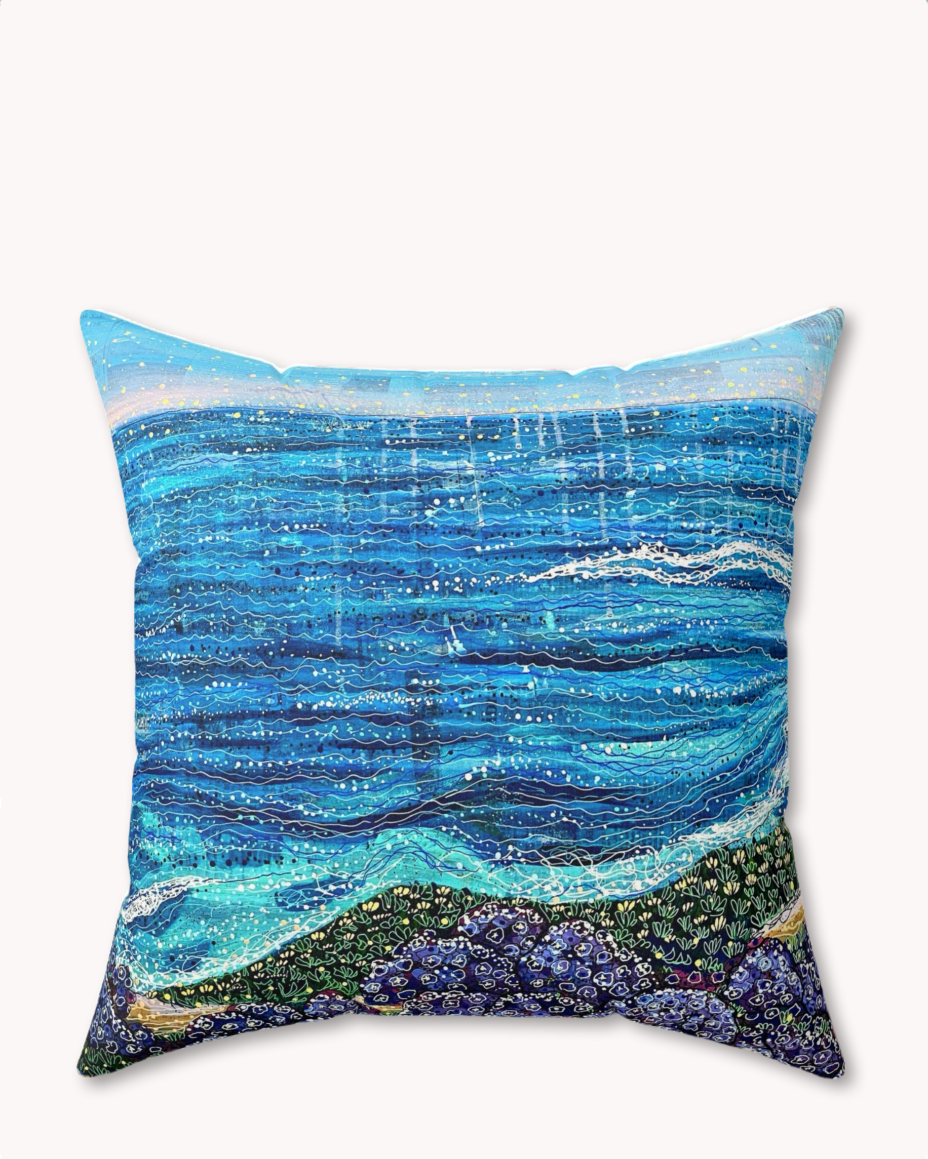 California Tides Decorative Faux Suede Throw Pillow
