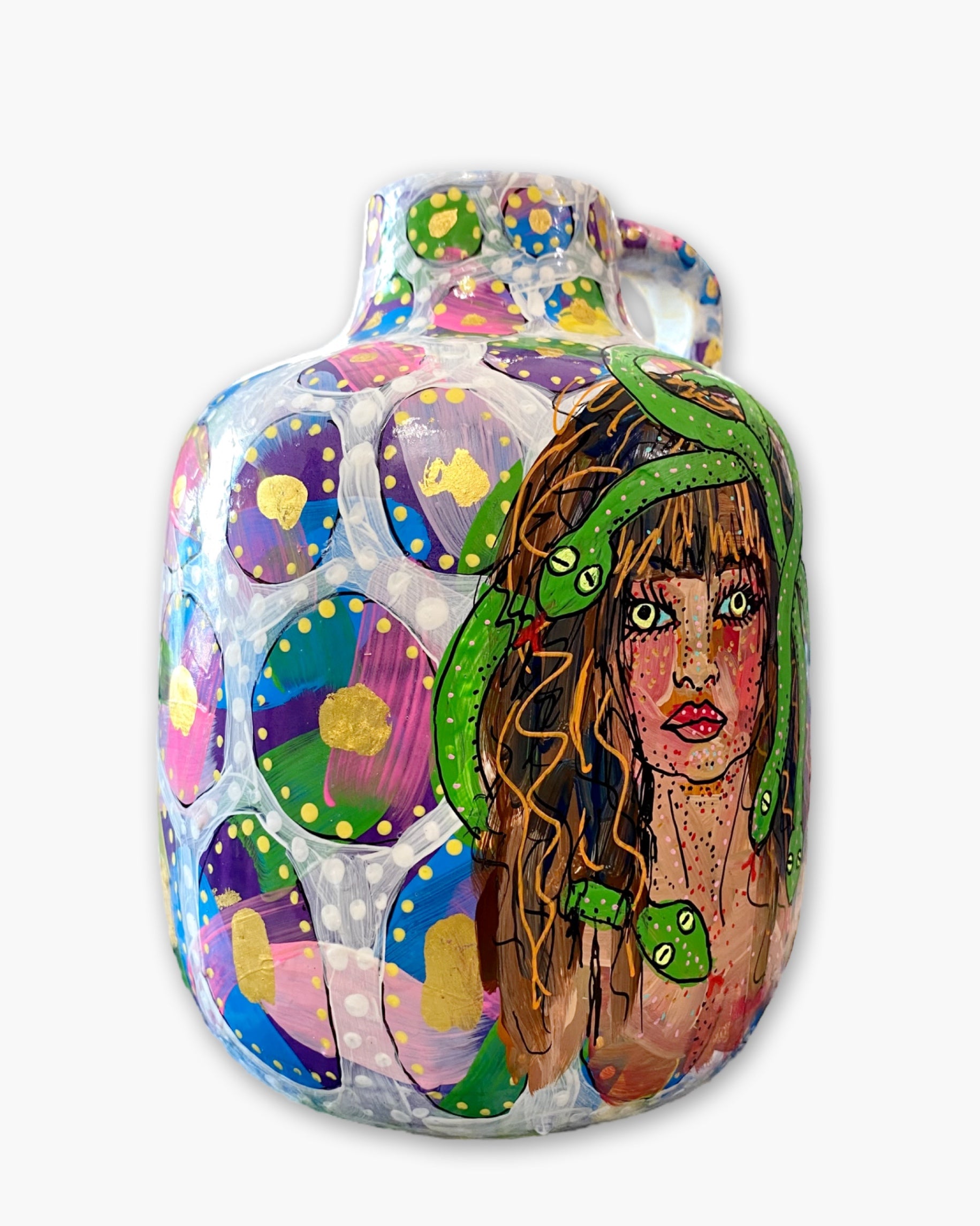 Medusa & The Coral Snake Hand Painted Vase