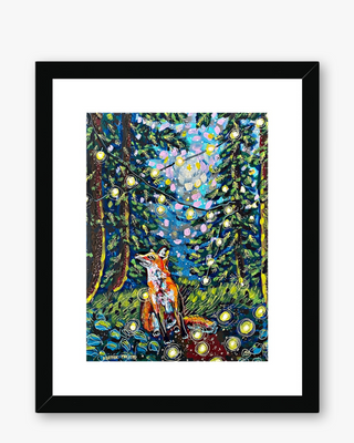 Moody Forest Fox Framed & Mounted Print