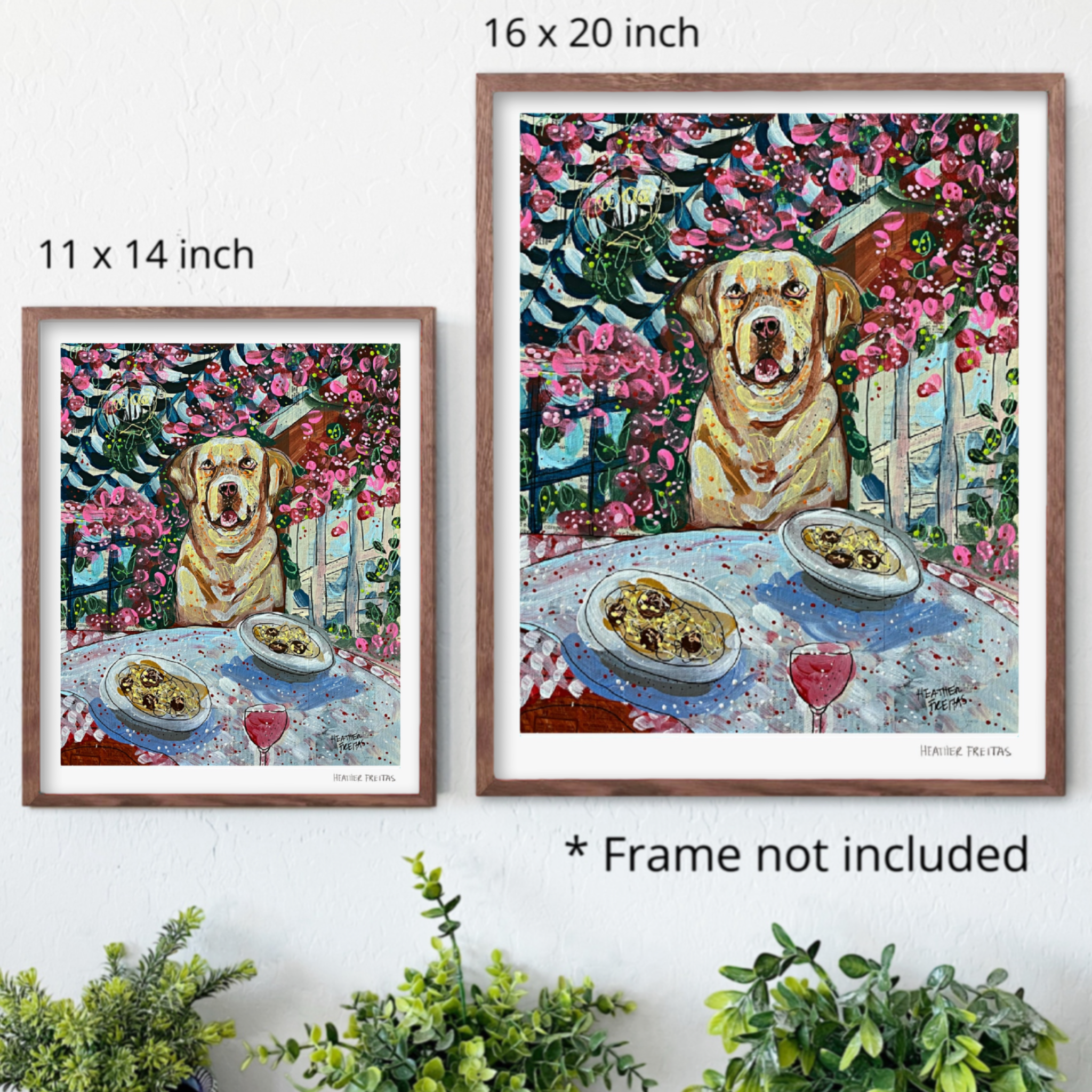 Yellow Lab At Italian Resturant Fine Art Print