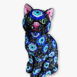 Black Cat Evil Eye Crystal Cat Sculpture - Heather Freitas - fine art home deccor