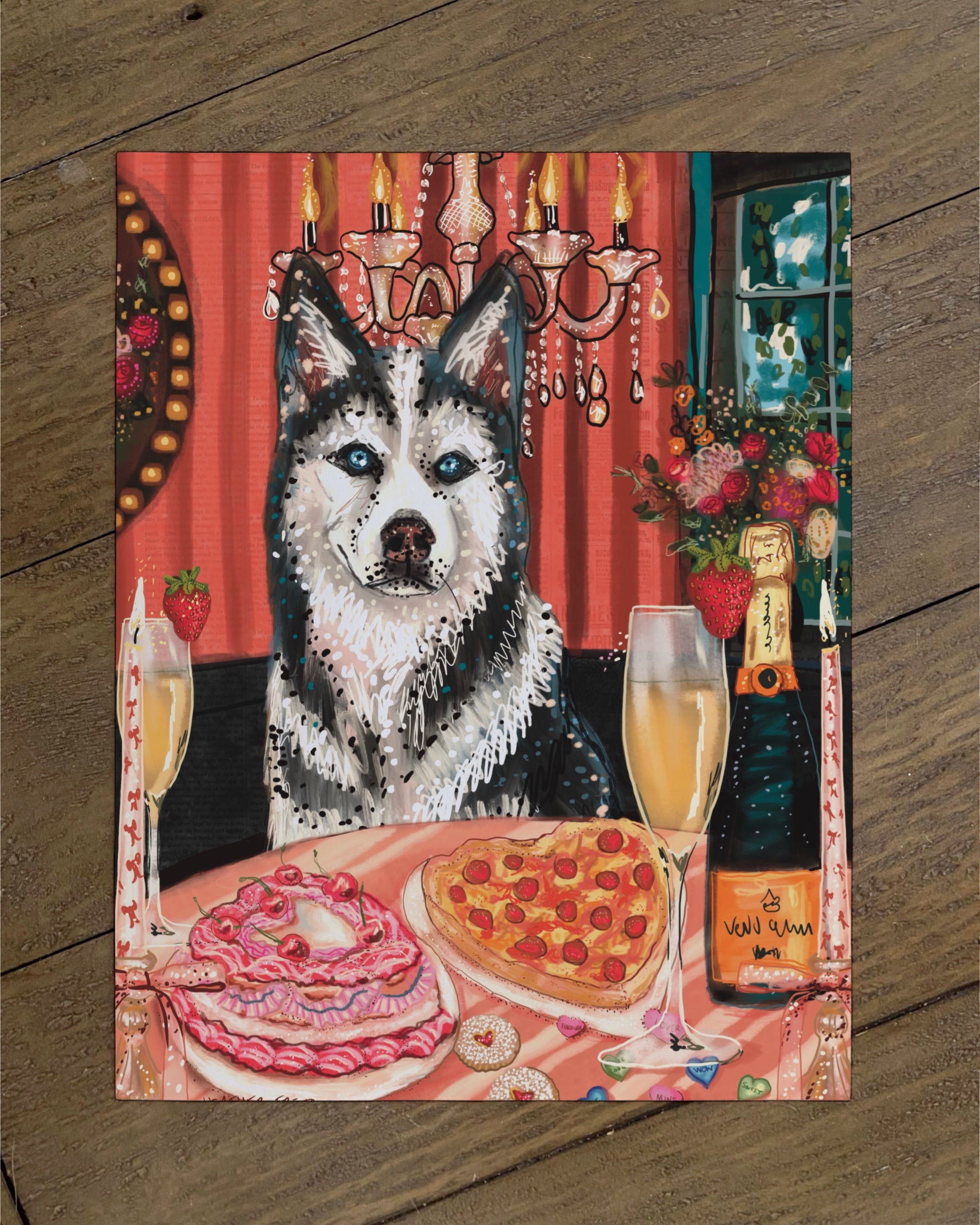 Husky - Build Your Own Dining Dog Paper Print