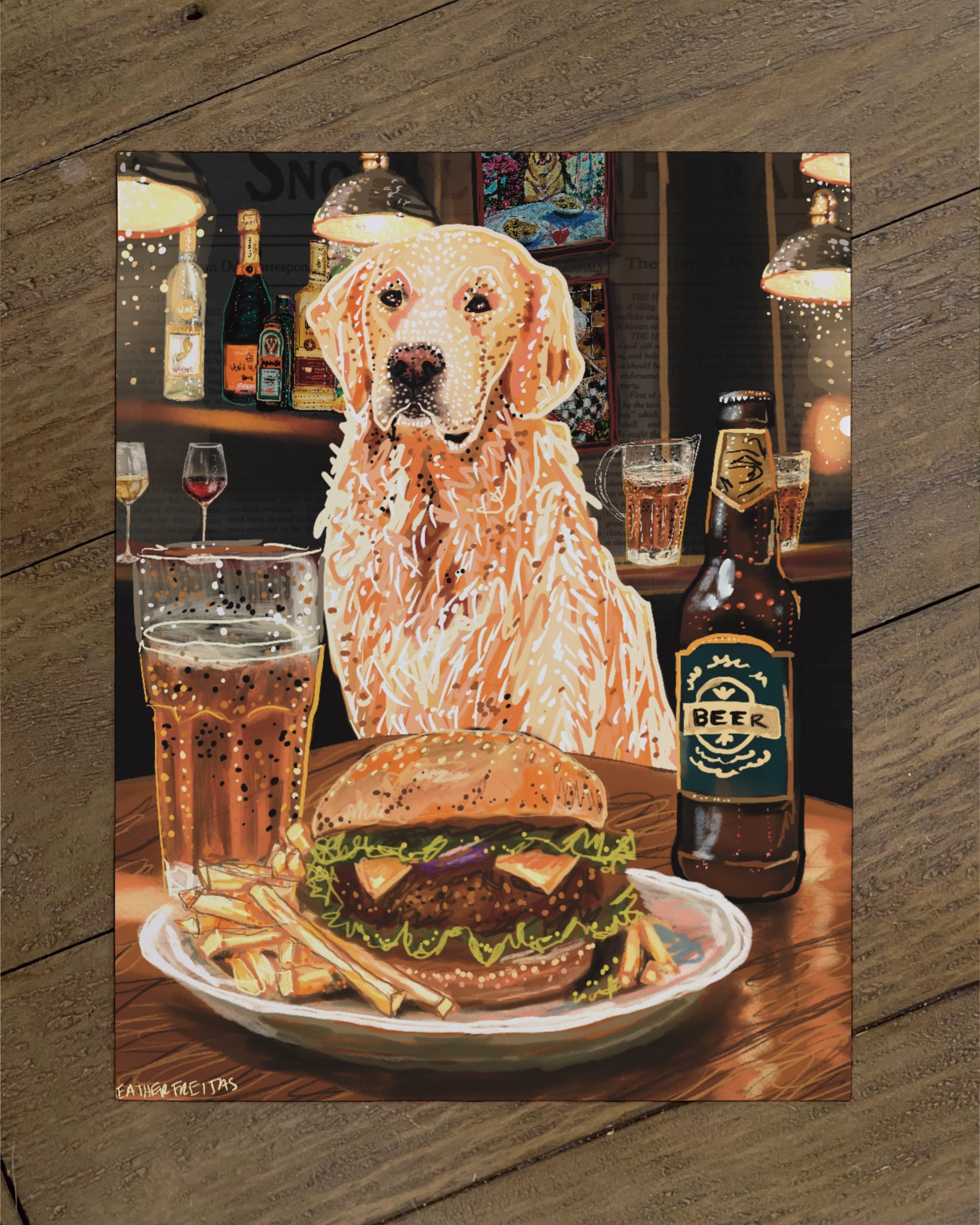 Golden Retriever- Build Your Own Dining Dog Paper Print
