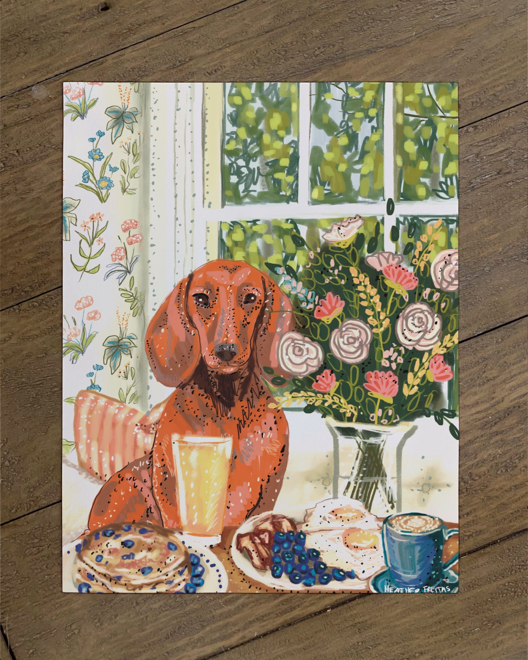 Build Your Own Dining Dog Art Print - Dachshund