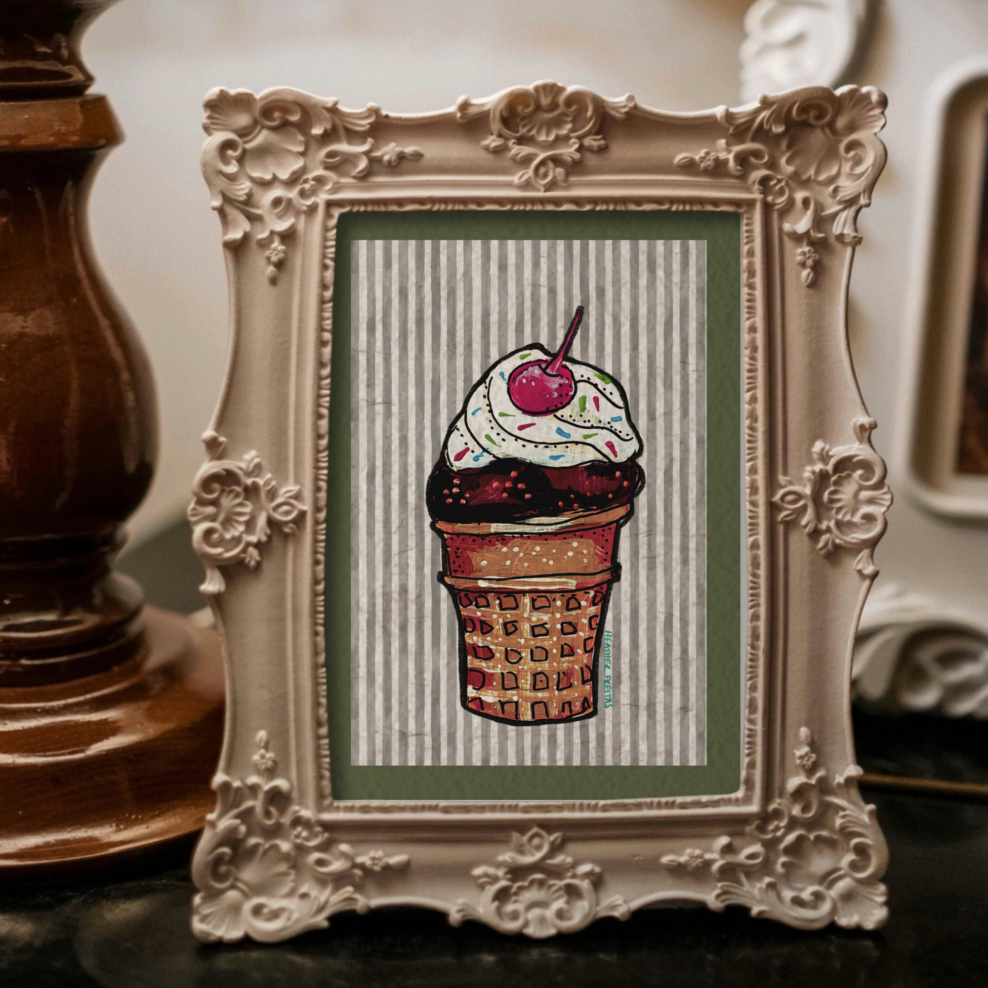 Chocolate Ice Cream Cone Mini Fine Art Print