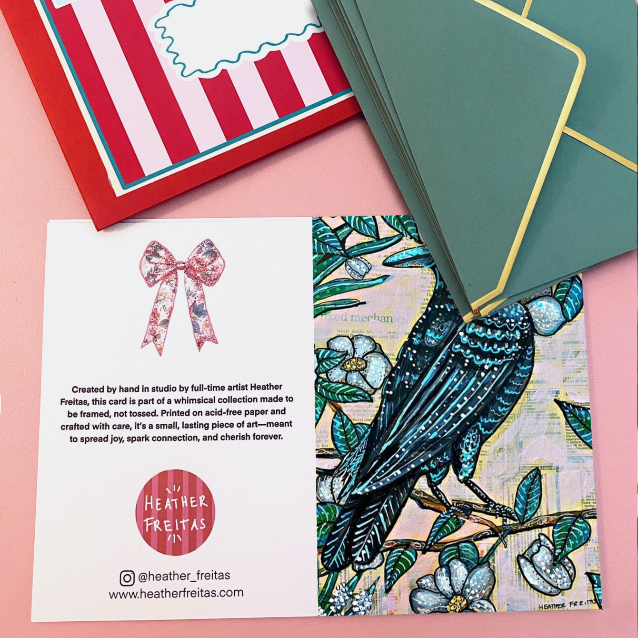 Vintage Floral Raven - Greeting Card / Fine Art Print