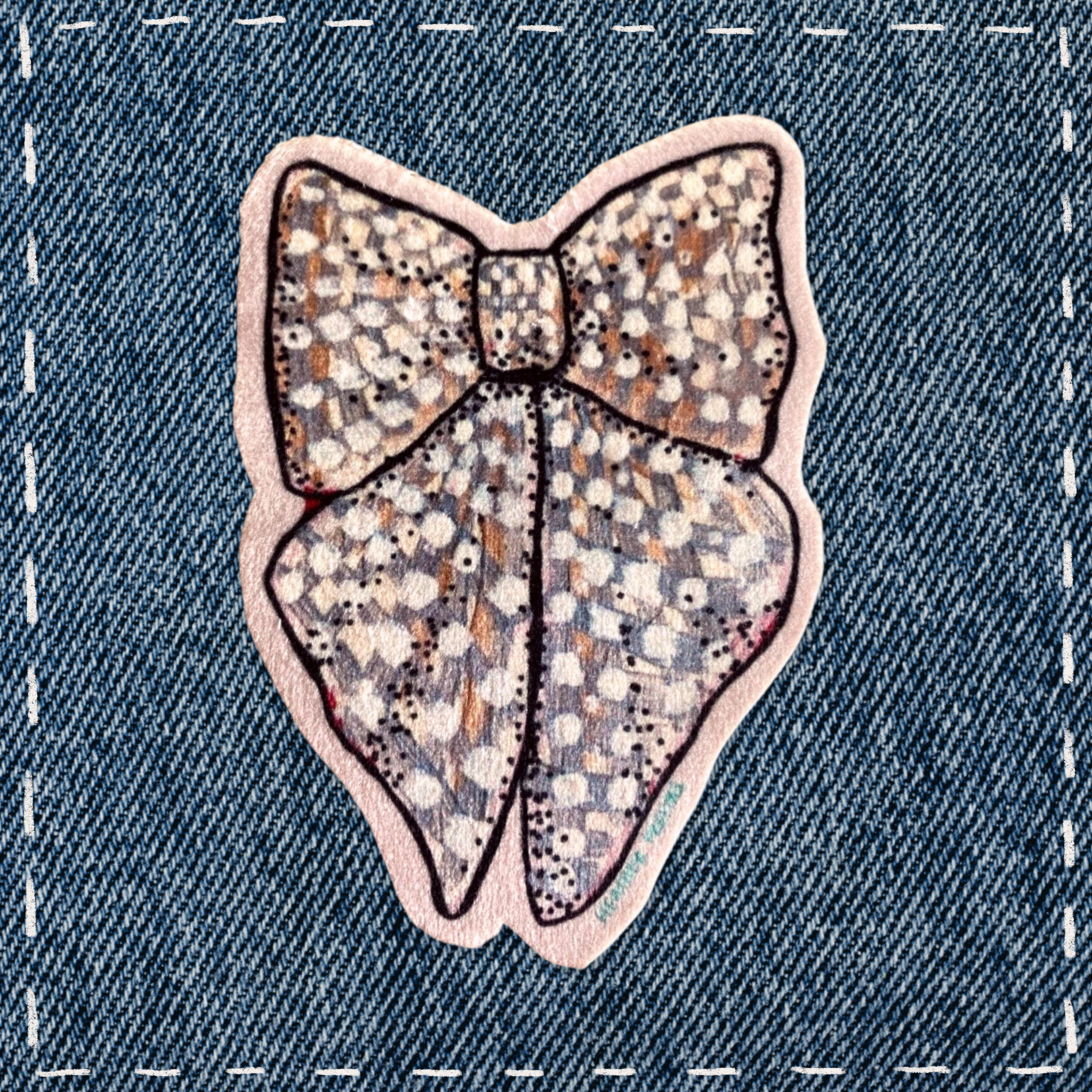 White Ribbon - Sew On Velveteen Patch