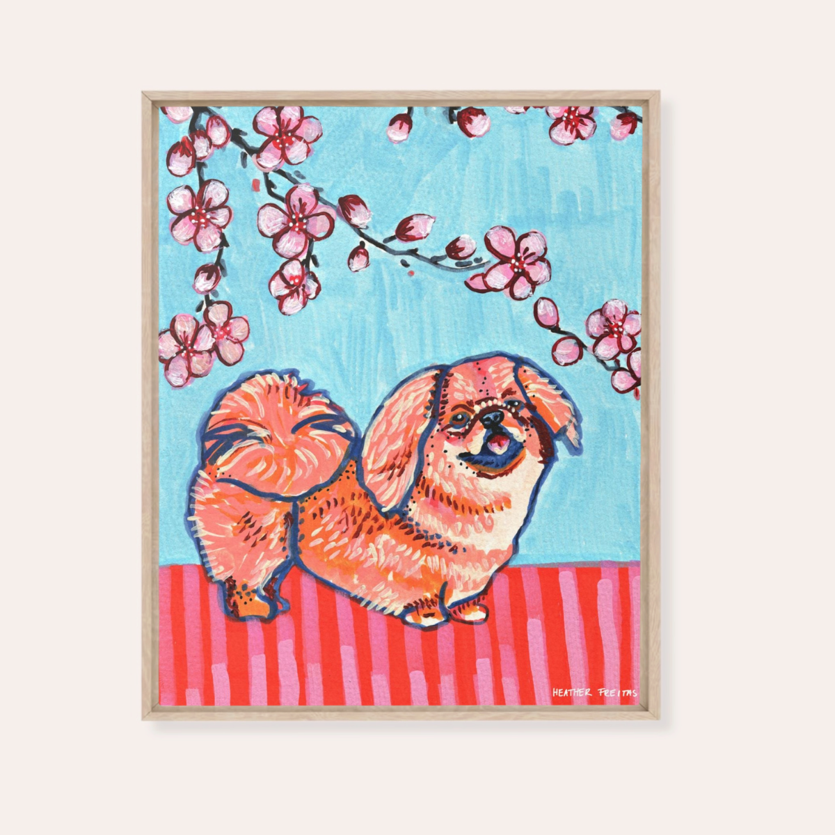 Pekingese Dog Framed Fine Art Canvas Print