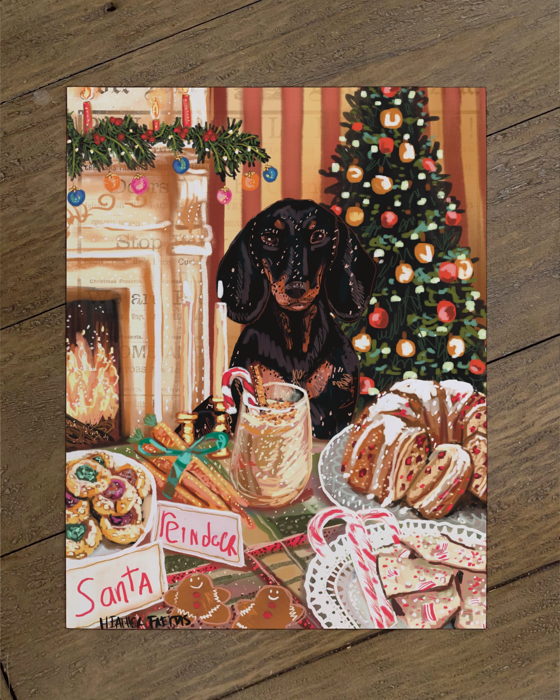 Build Your Own Dining Dog Art Print - Dachshund