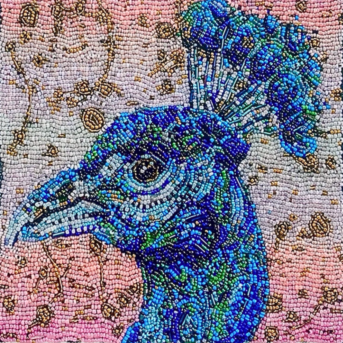 Golden Hour Peacock ( Fully Beaded Artwork )