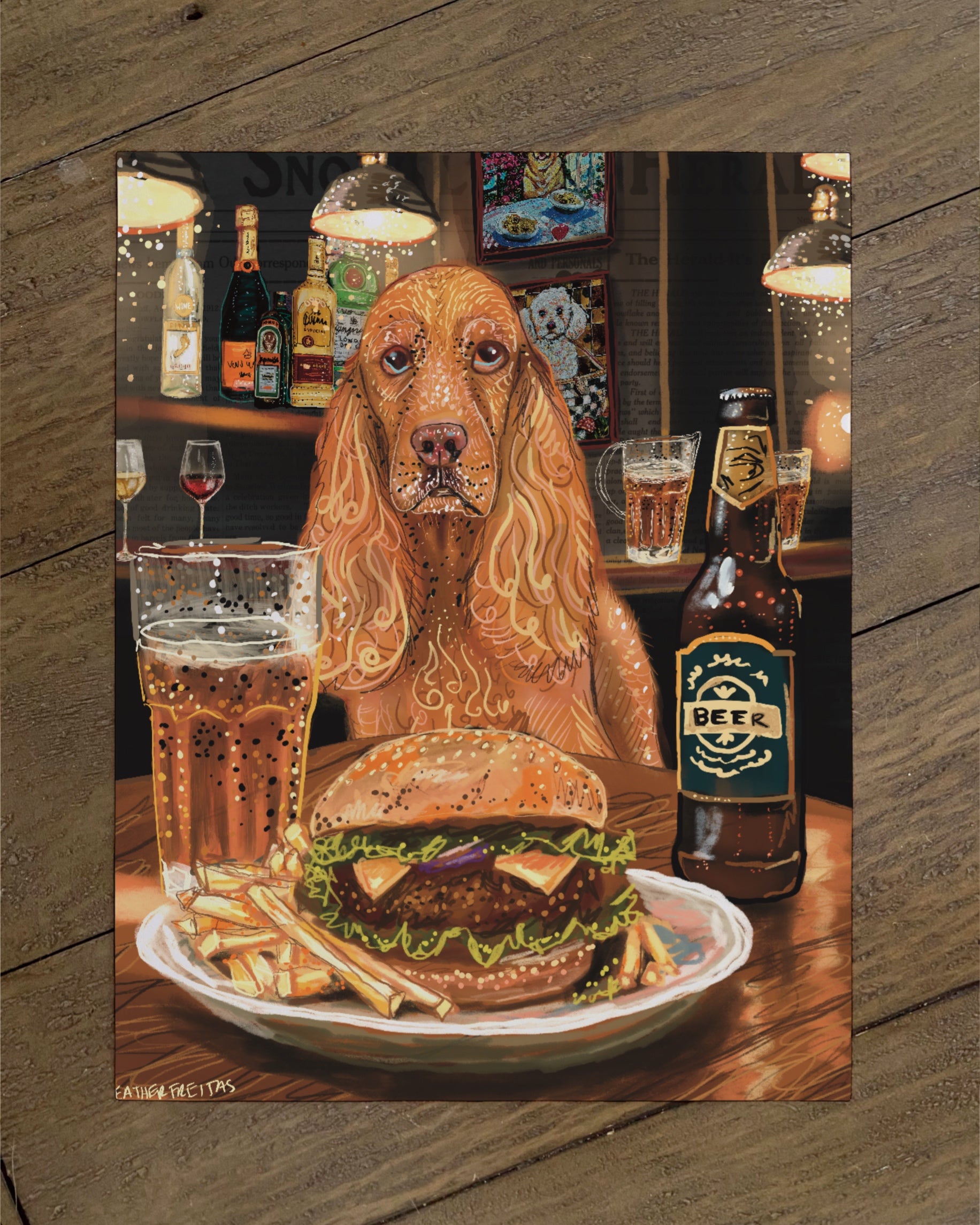 Cocker Spaniel - Build Your Own Dining Dog Paper Print