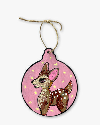 Pink Fawn Hand Painted Ornament