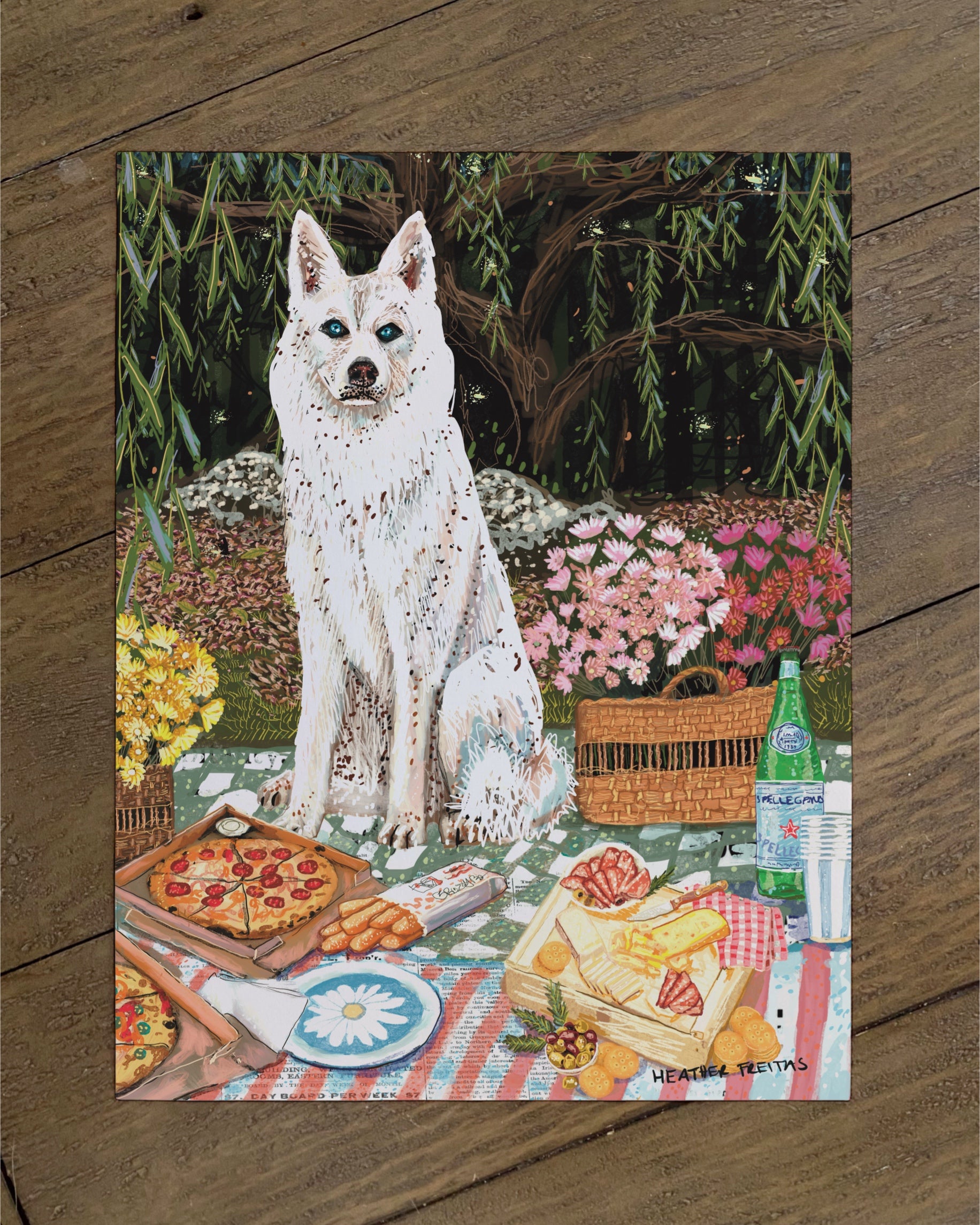 Husky - Build Your Own Dining Dog Paper Print