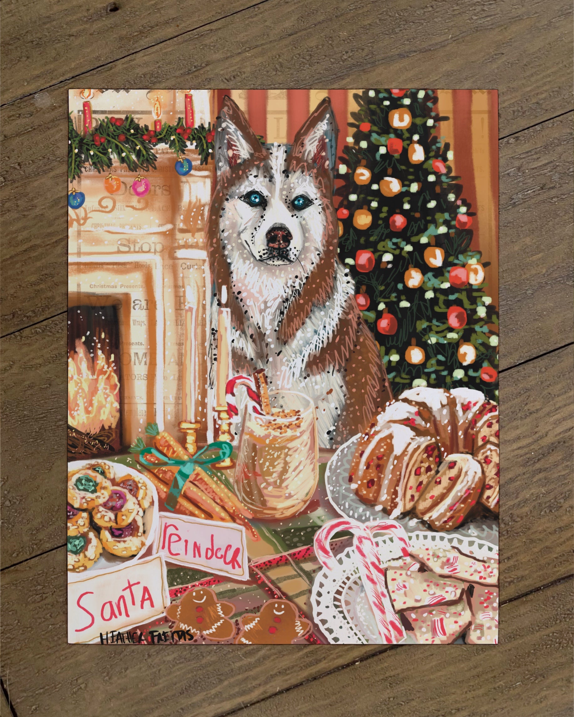 Husky - Build Your Own Dining Dog Paper Print