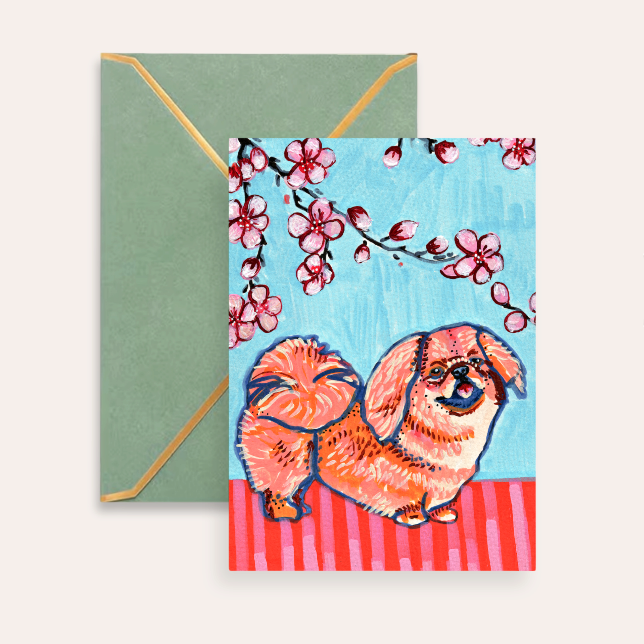 Pekingese Dog Fine Art Greeting Card