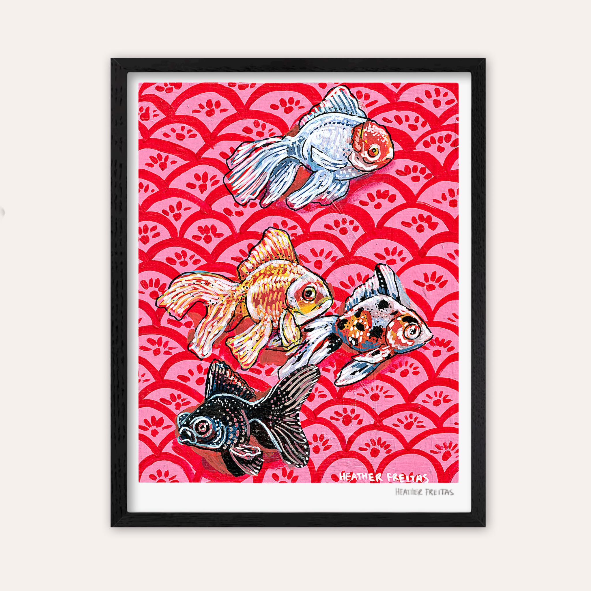 Bubbles & Bloom Goldfish Fine Art Print