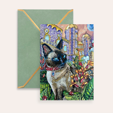 Moon Castle Cat Fine Art Greeting Card