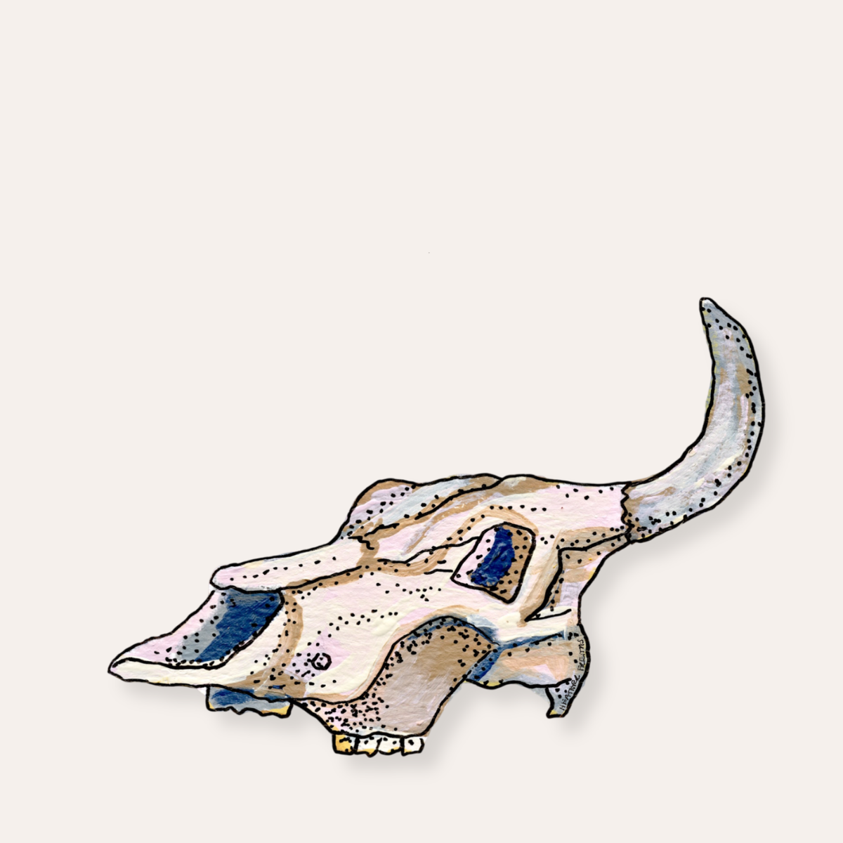 Resting Cow Skull Sticker