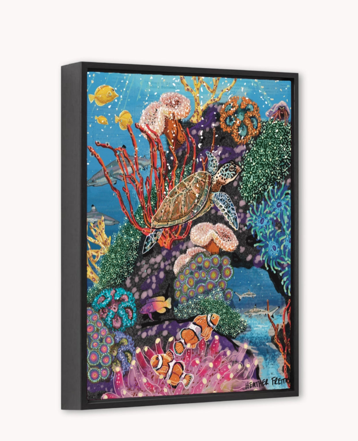 Turtle Reef Framed Canvas Print