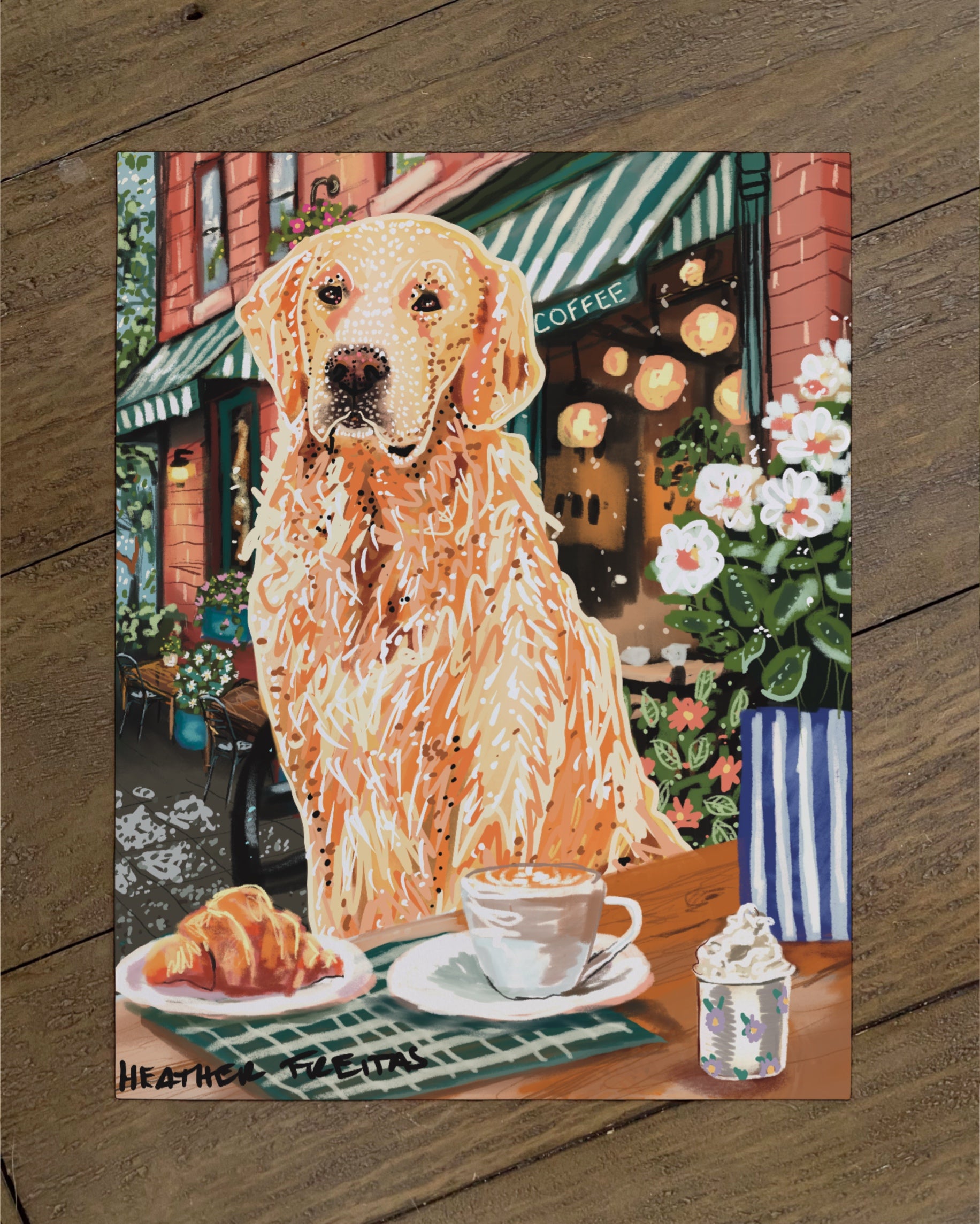 Golden Retriever- Build Your Own Dining Dog Paper Print