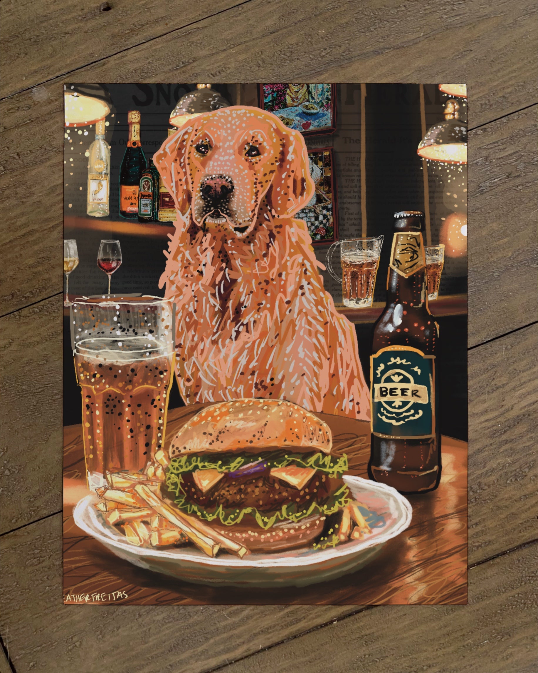 Golden Retriever- Build Your Own Dining Dog Paper Print