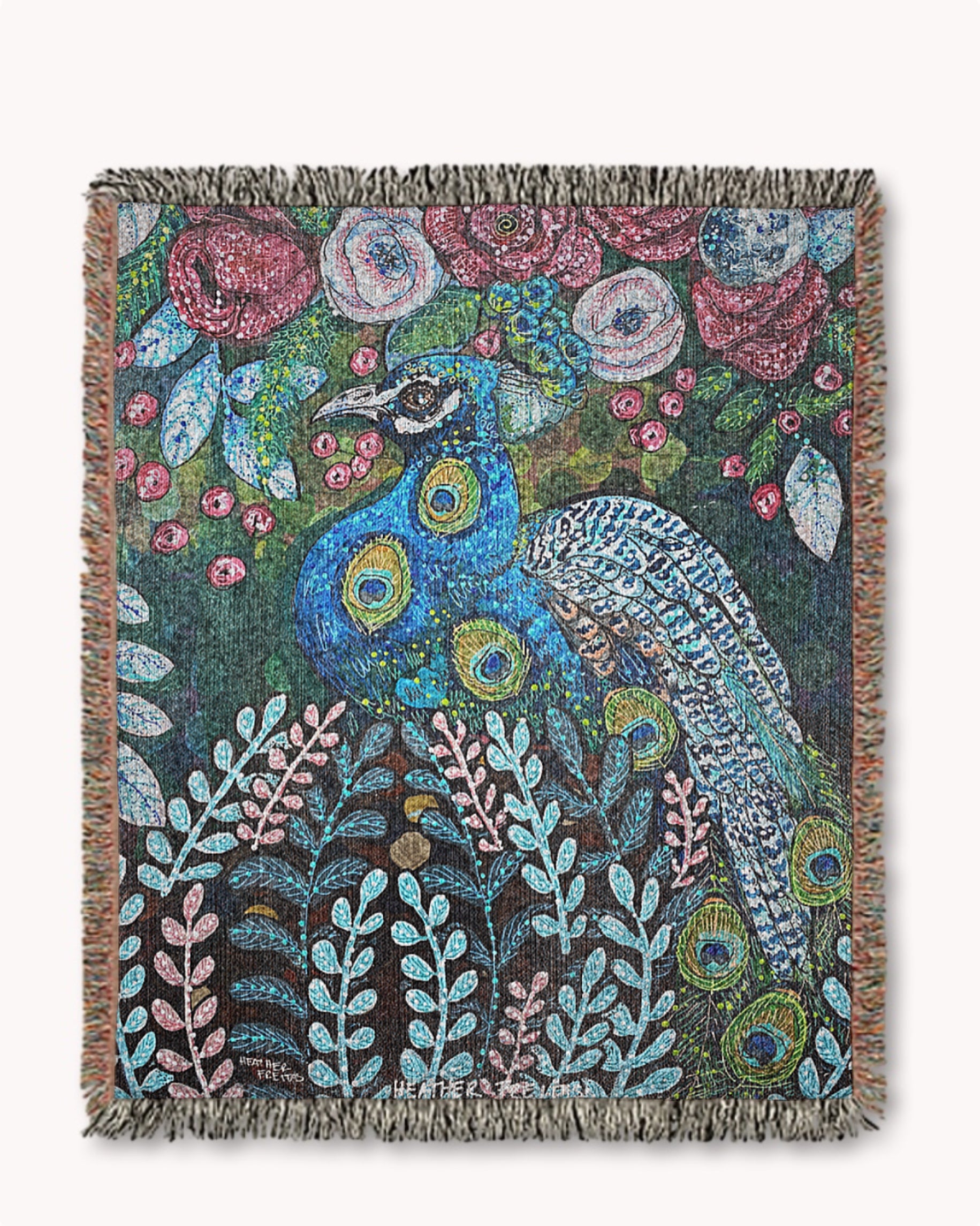 Blue boy Peacock Woven Blanket