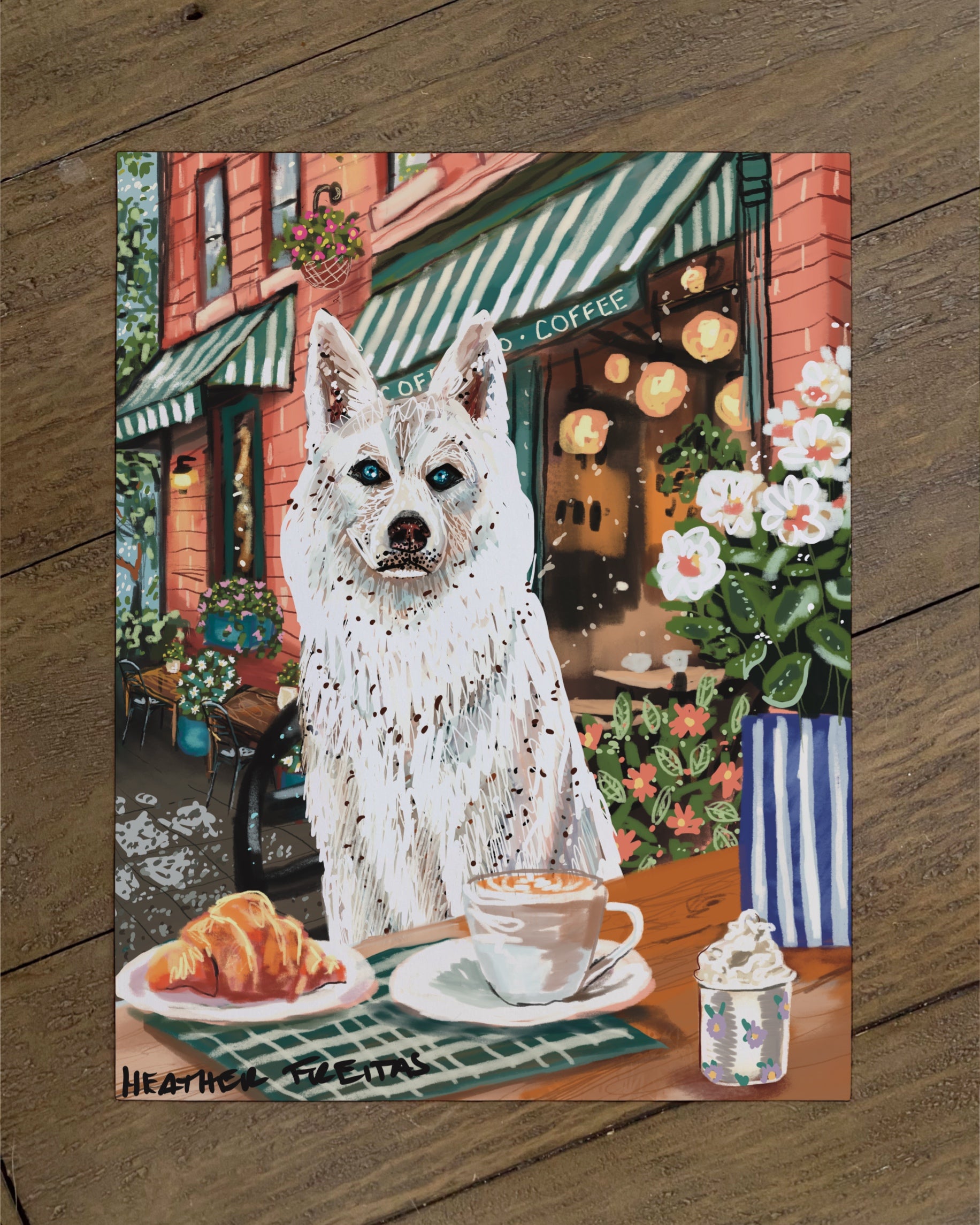 Husky - Build Your Own Dining Dog Paper Print