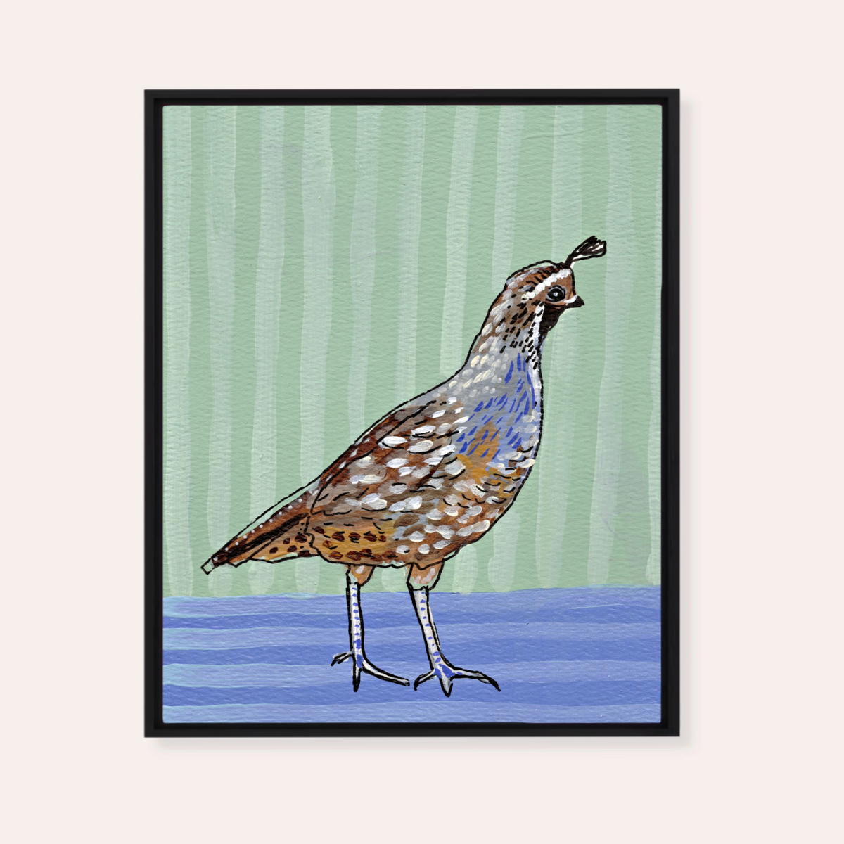 Quail Framed Fine Art Canvas Print