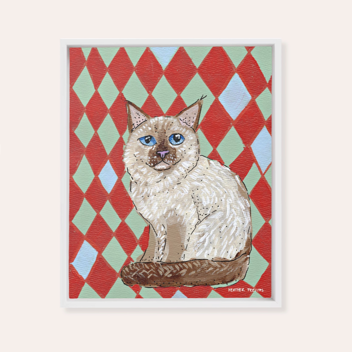 Birman Cat Framed Fine Art Canvas Print